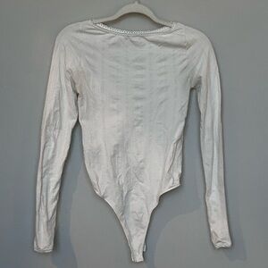 Free People White Long Sleeve Shapewear Bodysuit